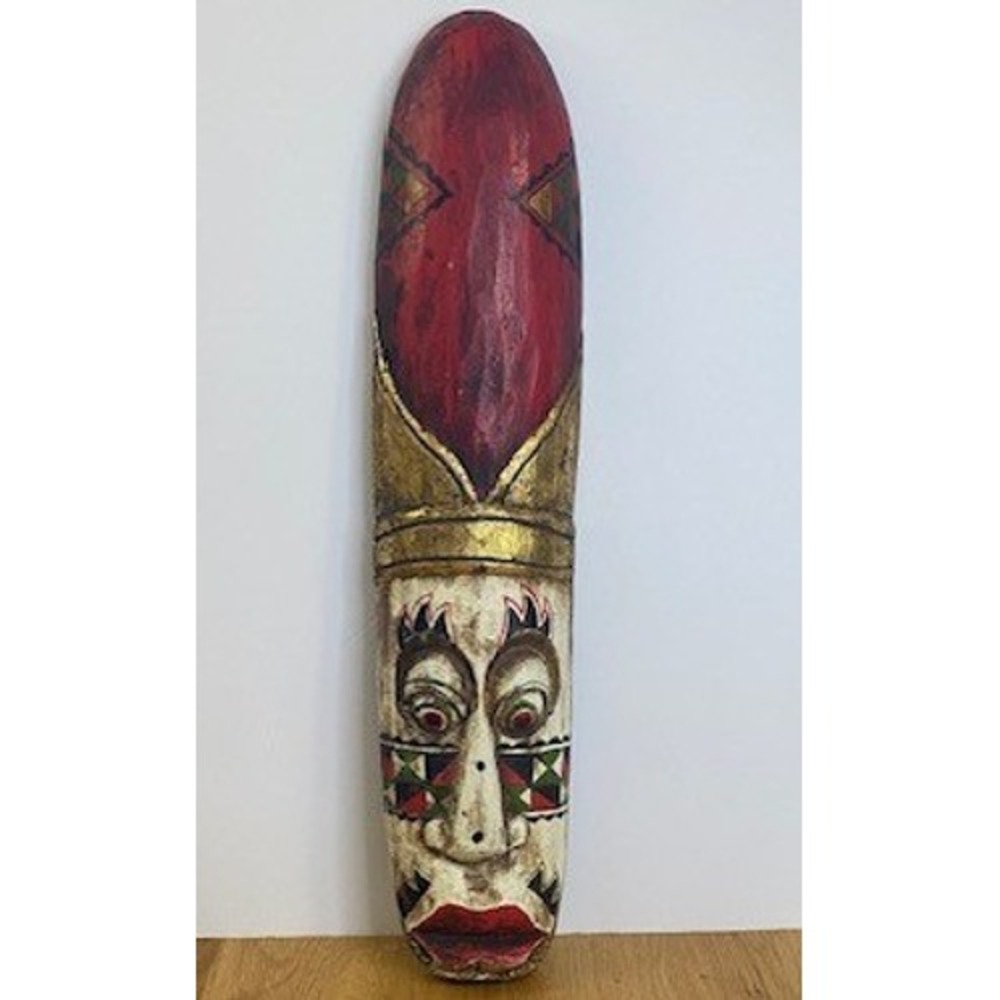 Unbranded Wooden Tribal Mask Wall Art OS Multi Good Hand Painted Carved 24in